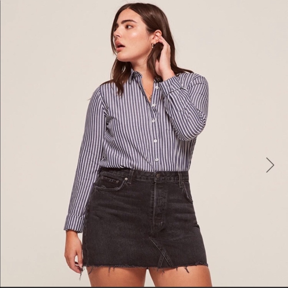 Reformation Striped Boxy Button Down